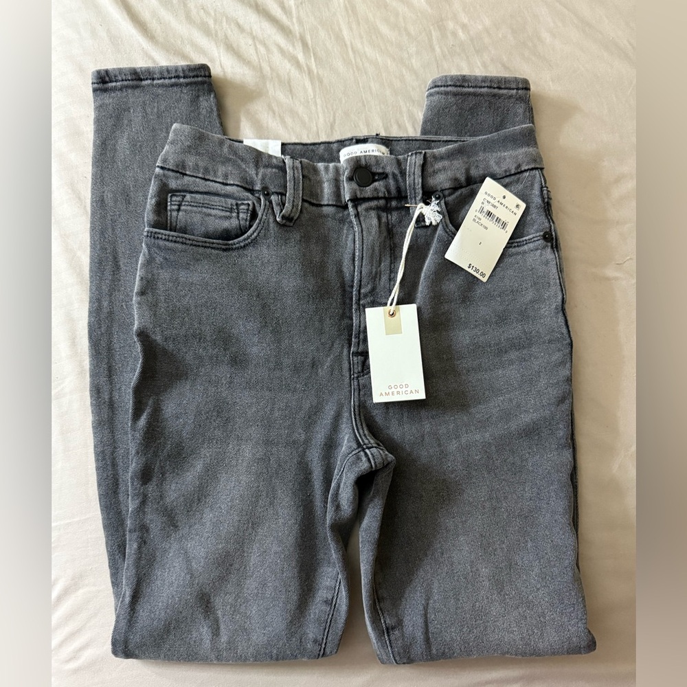 GOOD‎ American Good Waist Skinny Jeans High Rise Gray/Black Size 2/26